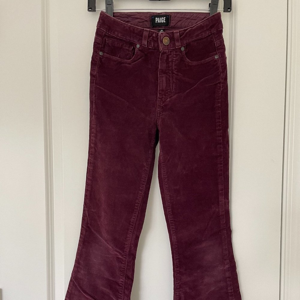 PAIGE High Rise Bell Canyon Flare Pants - Midnight Plum Corduroy